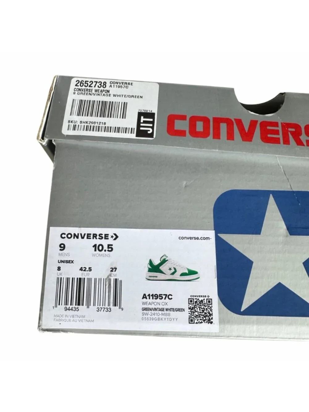 ⭐Converse Weapon OX Low Green White Size 9 Men's Shoes Sneakers A11957C